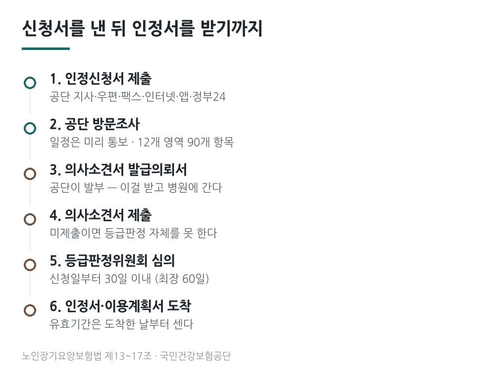 신청서를 낸 뒤 인정서를 받기까지 6단계